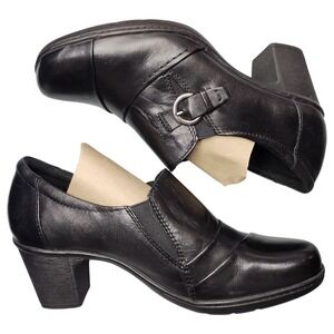 Earth Origins McLean Bootie Womens US 7 Black Upper Leather Block Heel Slip On